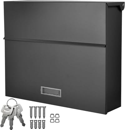 Brievenbus Wandmontage - Briefkast Muur - Post Ontvangen - Zonder Krantenvak - 37x10x31 cm - Zwart Mat Ral 9017