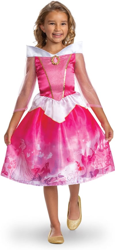 DISNEY Prinses - SLEEPING BEAUTY, Aurora Verhalenboek jurk Classic, Maat M (7-8 jaar), Meisjes