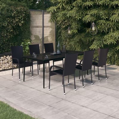 vidaXL - 7-delige - Tuinset - zwart