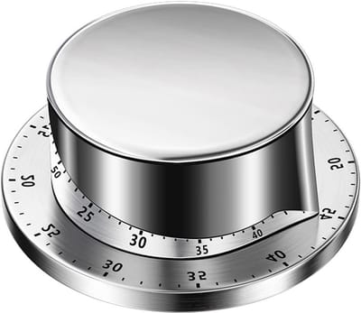 Kookwekker Roestvrij Staal - Mechanische Timer - Nauwkeurig Tijd Beheer - Geen Batterijen Nodig - Tot 60 Minuten - Wit