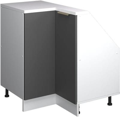 Hoekkeukenkast Schuine Wand - Keukenkast Opbergkast - Keuken Organiseren - Speciaal Ontworpen Pasvorm - 75.6 cm Breed - Antraciet Goud Wit