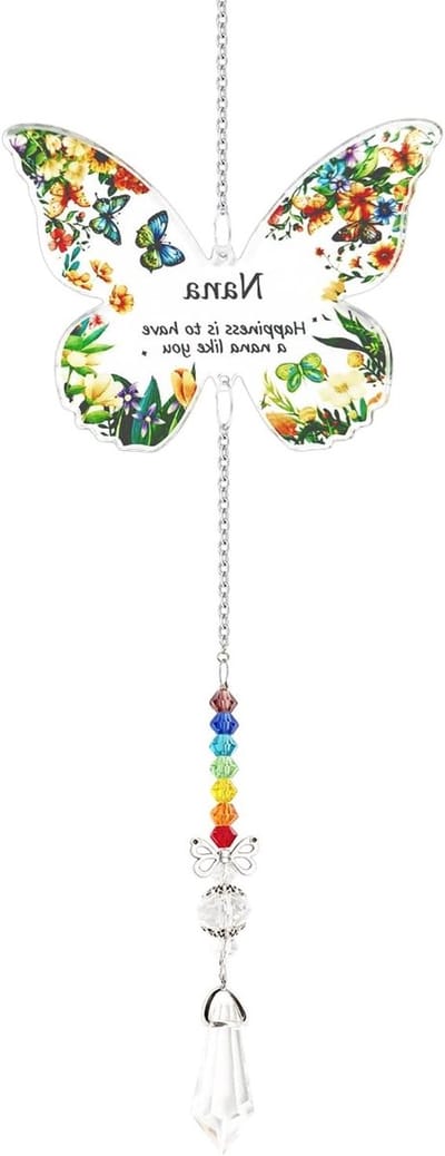 Decoratieve Crystal Suncatcher voor Nana, Uniek Cadeau voor Verjaardag en Moederdag met Gegraveerd Ontwerp en Kleurrijke Lichtreflecties