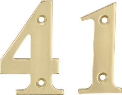 AMIG Huisnummer 41 - massief messing - 5cm - incl. bijpassende schroeven - gepolijst - goudkleur