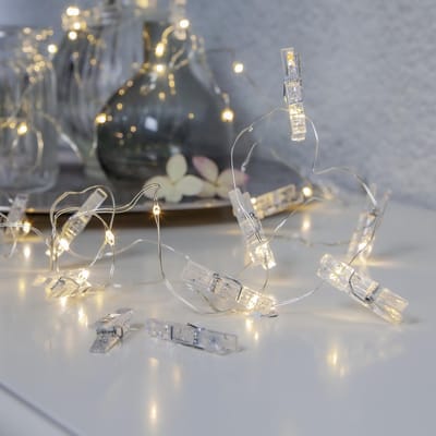 Star Trading sprookjesverlichting Clippy, klemmen, transparant, LED, warm wit, voor binnen, 2,9 meter