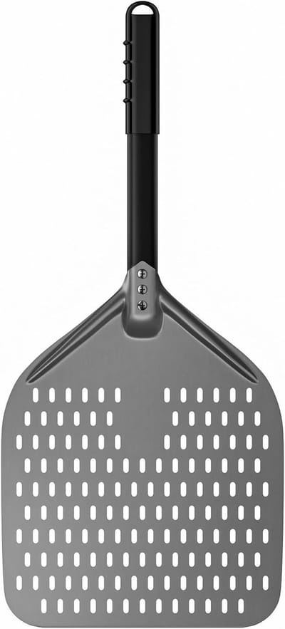 Perforated Pizza Peel van Hard Anodized Aluminium met Handvat voor Compacte Opslag, Ideaal voor Thuisgemaakte Pizza's en Brood