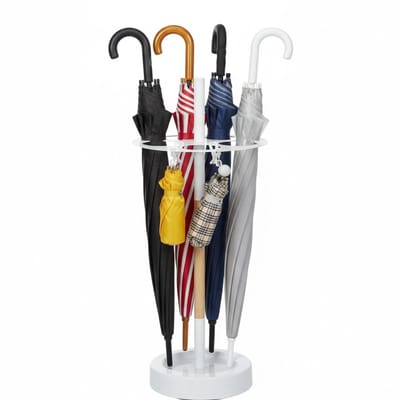 Lomera Moderne Parapluhouder - Paraplubak Metaal - Ruimte voor 5 Paraplu's - Regenwater Opvang - Stijlvolle Afwerking - Parapluhouder Rond - Houten Afwerking - Paraplubak Design - Parapluhouder Binnen - Paraplubak