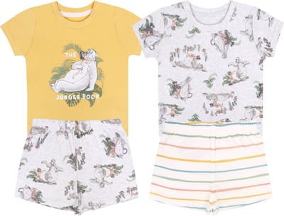2x Kinderpyjama in gedekte kleuren BOOK OF THE JUNGLE, OEKO-TEX gecertificeerd
