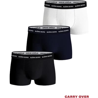 Björn Borg Cotton Stretch trunks - heren boxers korte pijp (3-pack) - wit - navy blauw - zwart