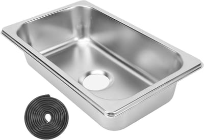 RVS Wastafel voor Badkamer, Rechthoekige Wasbak met 40mm Afvoer, Ideaal voor Caravan en Boot