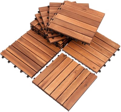 3 m² Houten Terrastegels (30x30 cm) van Massief Acaciahout - Kliktegels voor Tuin en Balkon (33 stuks)