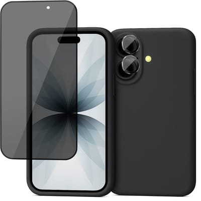 Hoesje geschikt voor iPhone 17 - Privacy Screenprotector Volledig Dekkend Glas & Camera Protector - Mat Back Case Zwart
