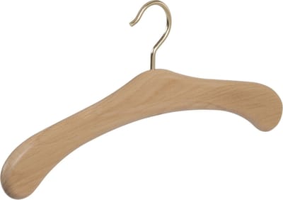 De Kledinghanger Gigant - Garderobehanger - Jassenhanger - 506-52 - 24 Stuks - Bruin - Naturel Gelakt - Beukenhout - Messinghaak - 45 cm - Kledinghanger - Kleerhanger (506_52_M/24)