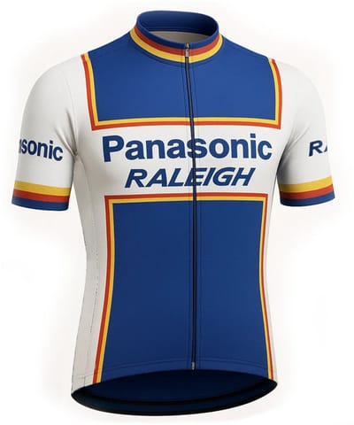 Retro Wielershirt Panasonic Raleigh - Wit/Blauw Gruppo Sportivo - M
