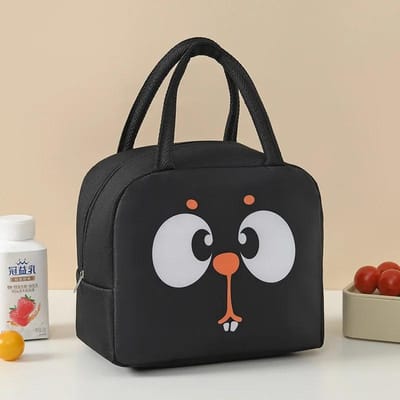 Sacs à déjeuner thermiques pour animaux de dessin animé pour enfants avec livraison gratuite Enfants Filles Rangement Banto Boîte à déjeuner Sac à nourriture Sacs isothermes noir