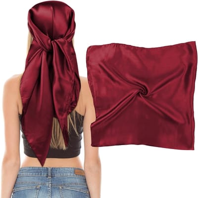 88,9 cm grote vierkante satijnen hoofddoek, zijden sjaal voor vrouwen haar bandana sjaals voor haarwikkeling en slapen 's nachts