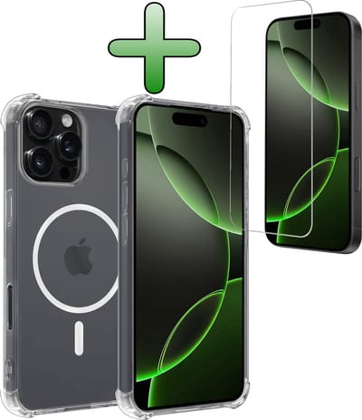 Hoesje Met Screenprotector - Geschikt voor Apple iPhone 16 Pro - Magsafe Compatible - Sterk & Shockproof - Back Cover - Shock Proof Case - Telefoon Hoes - Transparant