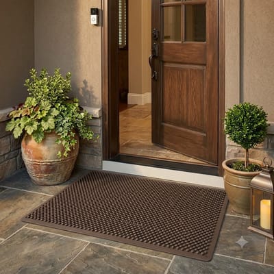 Maison Elara Deurmat Siliconen Vuilvangmat Antislip met Noppen Wasbaar Weerbestendig 43x76 cm Bruin