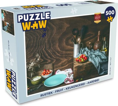 Puzzel Rustiek - Fruit - Keukengerei - Aardbei - Legpuzzel - Puzzel 500 stukjes