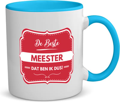 Akyol - de beste meester, dat ben ik dus koffiemok - theemok - blauw - Meester - iemand die een meester is - beste ooit - werk - collega - school - verjaardagscadeau - kado- geschenk - afscheidscadeau - welkomscadeau - verrassing - 350 ML inhoud
