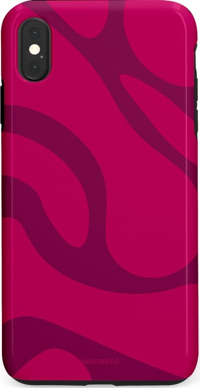 Casetastic hoesje geschikt voor Apple iPhone XS Max - Dubbellaagse bescherming - Violet Paarse Golven - Fashion Case - Roze