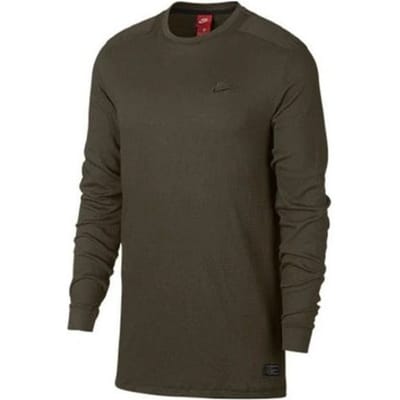 Nike Effen Kleur Logo Lange Mouw T-Shirt Heren Tops Militairgroen 925441-325 L black