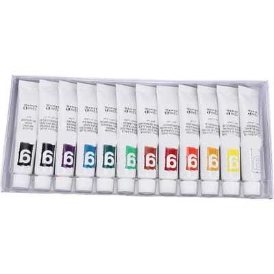 Waterverf Tube Set 12ml Levendige Kleur Vloeibare Gouache Verf Tubes voor Studenten Beginners 12 Kleuren white