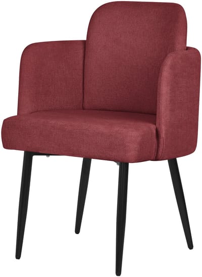 Eetkamerstoel met rugleuning & armleuning rood met metalen poten tot 120 kg ML design