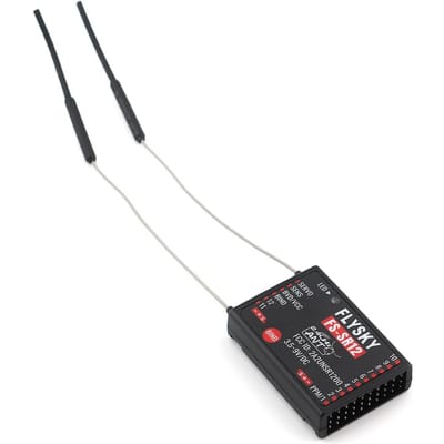 Récepteur FS-SR12 12 Canaux Récepteur 2.4G avec Double Antenne pour Télécommande Avion à Aile Fixe Voiture Bateau Modèle Robot Jouet Protocole ANT Émetteur FS-ST8 noir