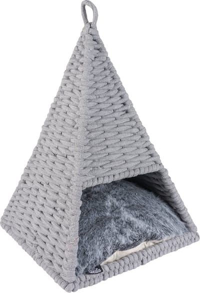 Duvoplus - Dierenkussen - Kat - Oyster Tipi In Katoentouw 37x37x55cm Grijs - 1st
