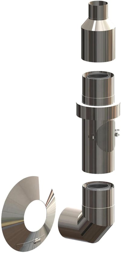 ATEC Basis-set v.installatie aan buitenwand DN60/100 L=450mm RVS blank, 700770