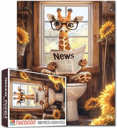 1000 Stukjes Puzzel met Giraffe en Zonnebloem Ontwerp voor Volwassenen