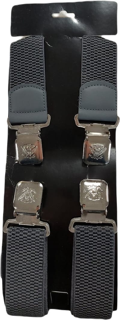 Bretels | Kleur: Grijs | Bretels Heren Volwassenen | Stevige Clips | Sterke Clips | Brede Clips | 4 Clips |One Size Fits All