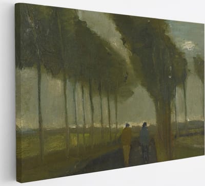 Saammp Canvas Schilderij - De laan met twee wandelaars - Van Gogh - Oude Meesters - 30x20 - Foto op canvas - Wanddecoratie - muurdecoratie Woonkamer - Slaapkamer decoratie - Canvas Print