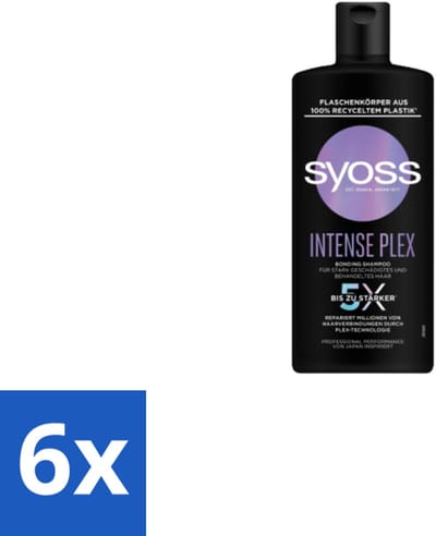 6 x Syoss – Shampoo – Intense Plex – 440 ml - Haarversterking - Haarherstel - Keratine Shampoo - Beschadigd Haar - Chemisch Behandeld Haar