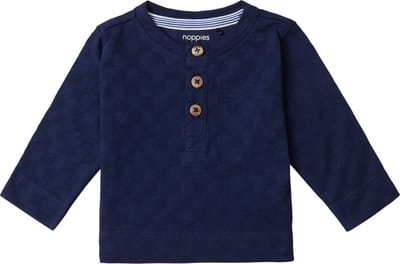 Noppies Boys Tee Bradley long sleeve Jongens T-shirt - Peacoat - Maat 68
