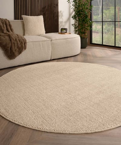 Rond vloerkleed laagpolig - Loom crème 120