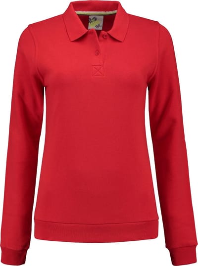 Lemon & Soda polosweater voor dames in de kleur rood in de maat L.