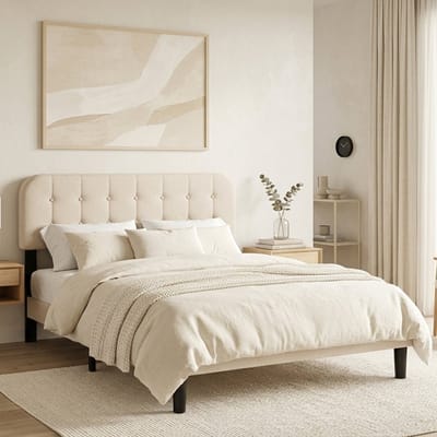 Bealife BF54 Bedframe - 200 x 140 cm - Verstelbaar Hoofdbord en Lattenbodem - 360 kg - Beige