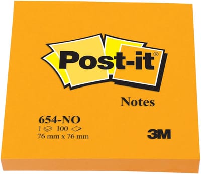 Memoblok Post-it 654 76x76mm oranje 100 vel | 6 stuks