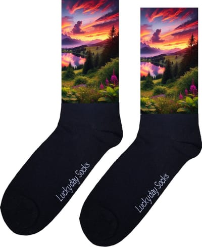 Natuur - Opkikker - Grappige sokken - Valentijn cadeau - Verjaardagscadeau - Avondrood - Sint cadeau - Leuke sokken - Vrolijke sokken - Cadeautje - Leuk cadeau - Kerst Sokken - Vaderdag - Moederdag - Kerstcadeau - Socks maken Happy - 37-44