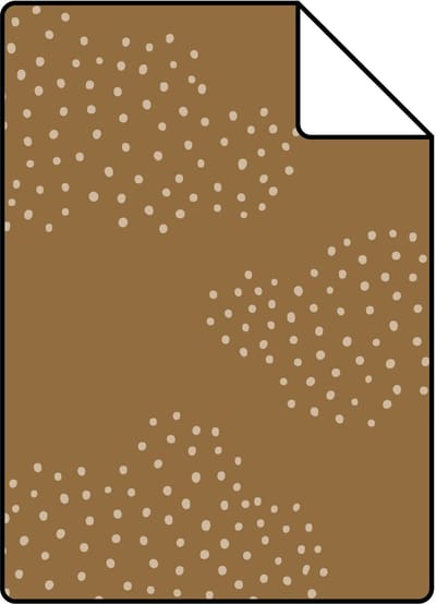 Proefstaal ESTAhome behang wolkjes okergeel en beige - 26.5 x 21 cm - 139978-S