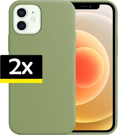 Hoesje - 2 Stuks - Geschikt voor Apple iPhone 12 - Sterk & Shockproof - Case Siliconen - Back Cover - Telefoon Hoes - Telefoonhoesjes - Groen