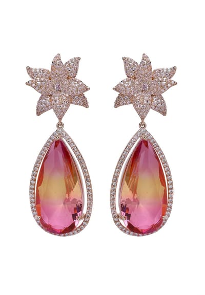 AVANT-GARDE PARIS Diva Floral Raindrop Earrings - Multi - 1 paar - Rhodium Plated - 1.9cm X 5.5cm