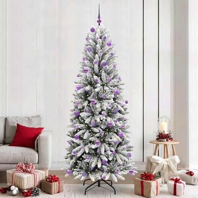 vidaXL - Kunstkerstboom - Wit - 240 - cm - PVC - en - plastic - en - staal - en - PE