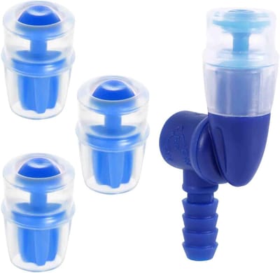 VHV-Drinkzak mondstuk - Drinktuit - Reserve mondstuk voor drinkzak - Bijtventiel - Set van 4 - Siliconen - Inclusief connector - Voor waterzak en drinkrugzak - Voor wandelen en wielrennen - Blauw