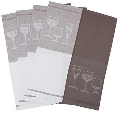 Omgoods - Set van 4 Halflinnen Theedoeken, Bruin, 50x70 cm