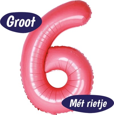 Cijfer Ballonnen - Ballon Cijfer 6 - 70cm Roze - Folie - Opblaas Cijfers - Verjaardag - 6 jaar, 16 jaar, 60 jaar - Versiering