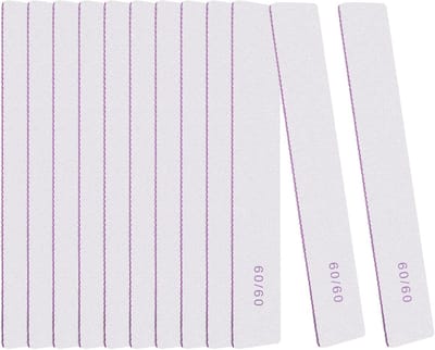 12-stuks nagelvijlen 60/60 korrel - dubbelzijdig vierkant voor nagelverzorging