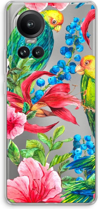 Case Company® - Hoesje geschikt voor Oppo Reno 10 Pro hoesje - Papegaaien - Soft Cover Telefoonhoesje - Bescherming aan alle Kanten en Schermrand