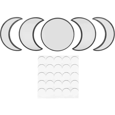 Wandspiegel Acryl Maancyclus Verandering Spiegels Set voor Huis Slaapkamer Decoratie OrnamentZwart white